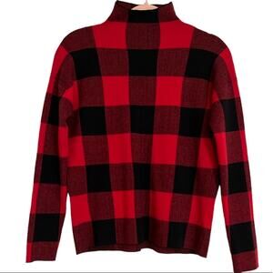 Tommy Bahama Red Black Buffalo Plaid Mock Neck Sweater